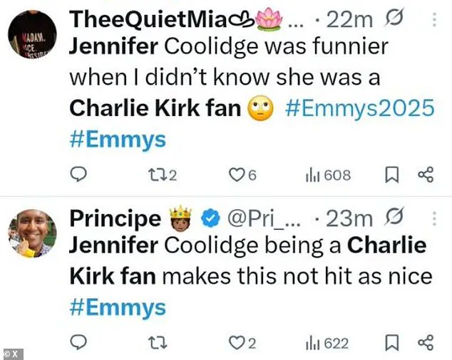 Jennifer Coolidge's Emmy Controversy: From Tanya McQuoid-Hunt to Charlie Kirk, the Celeb-Politics Divide
