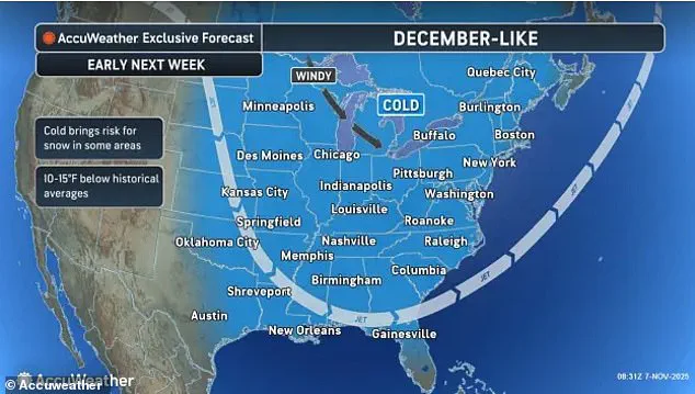 Cold Outbreak to Disrupt Daily Life Across Midwest and Eastern United States as Temperatures Drop Sharply