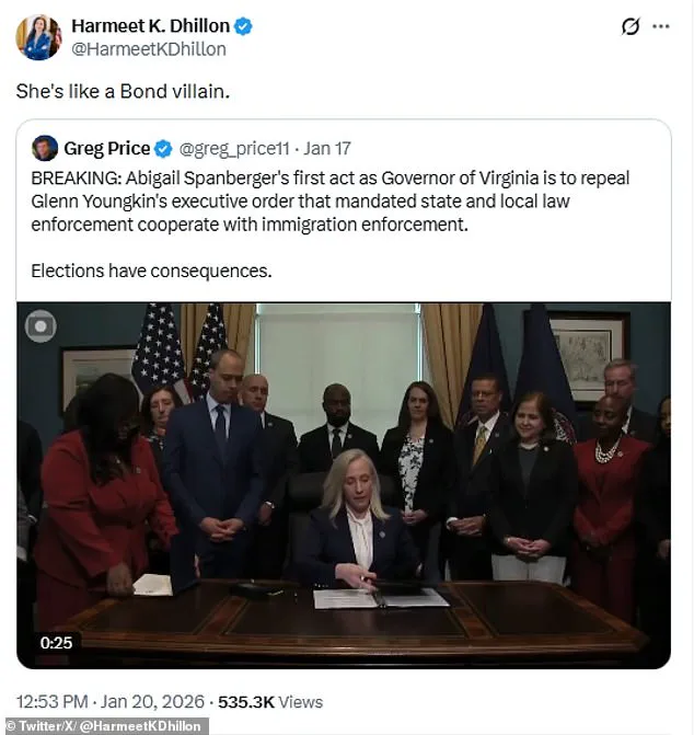 Governor Abigail Spanberger's Controversial Executive Orders Ignite Firestorm in Virginia